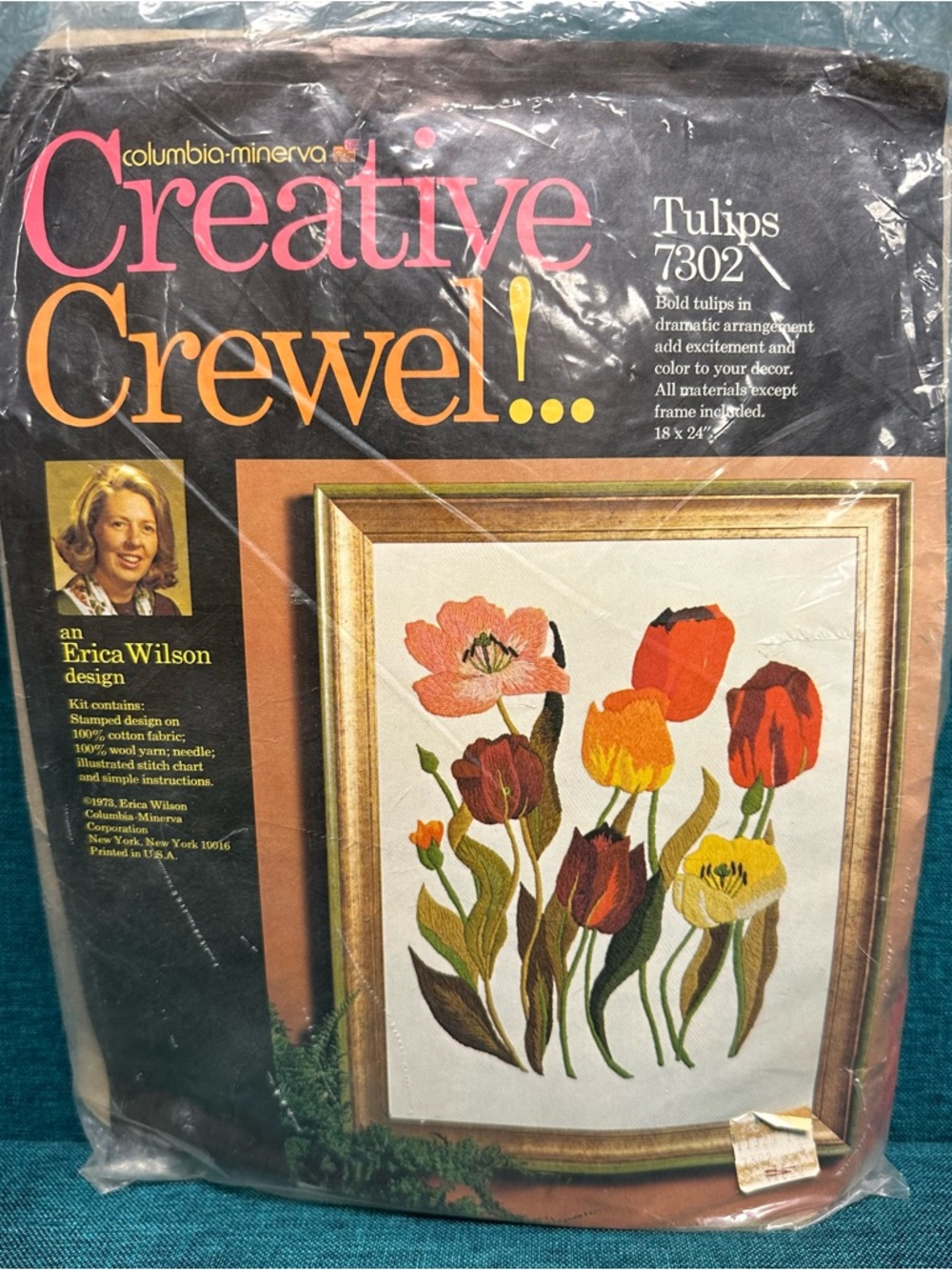 Vintage Columbia-Minerva Crearive Crewel Erica Wilson 7302 Tulips Kit SEALED